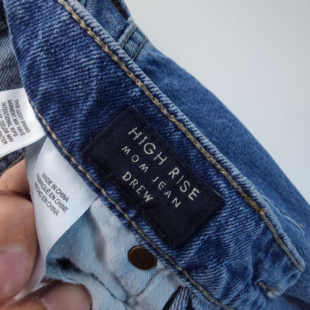 Lucky Brand Drew Mom Jeans Womens 6/28 Blue Vintage High Rise Raw Hem Straight - Picture 7 of 12